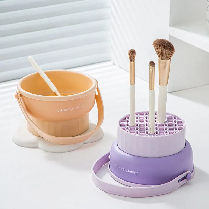 Makeup Brush Cleaning Bucket Washing and Drying Tools Beauty Makeup Powder Puff Cleaning Artifacts Drying Rack Storage Box