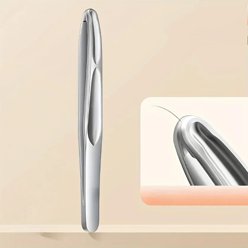 Stainless Steel Eyebrow Clips for Precision Beard and Mustache Trimming Gentle on Light Beige Round Head Tweezers Christmas Gift