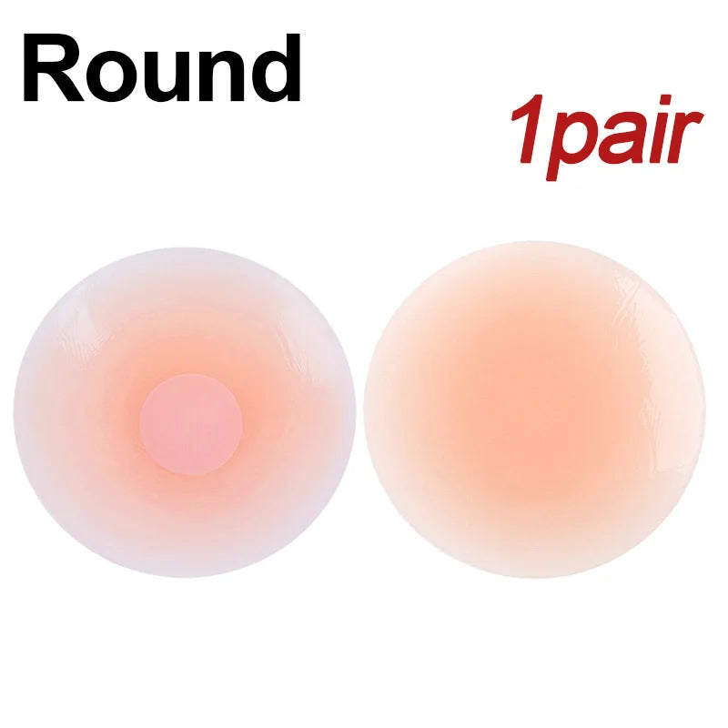Round Reusable Breast Petals Lift Invisible Silicone Bra-less Pasties Pad Nipple Cover Invisible Petal Adhesive Stick on Bra