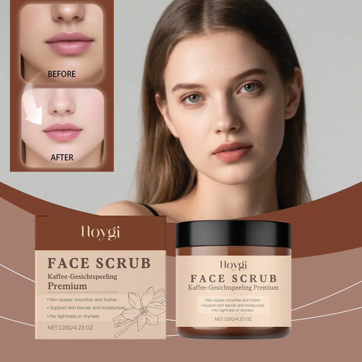 Vanilla Coffee Facial Scrub Deep Cleansing Oil Control Face Exfoliator Dual Scrubbing Particles Nourishing Smooth Glowing Skin