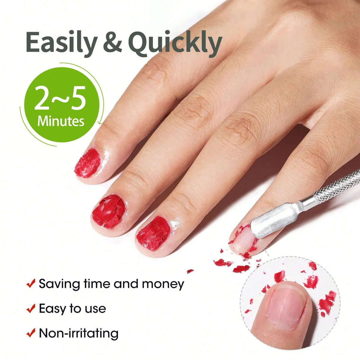Ovanlee 2-Pack Magic Nail Gel Remover – 15ml X 2 Fast 2-5 Min Burst UV Polish Dissolver, No Foil Wraps, Low Odor & Gentle, Easy Peel-Off Gel Remover for DIY Manicure