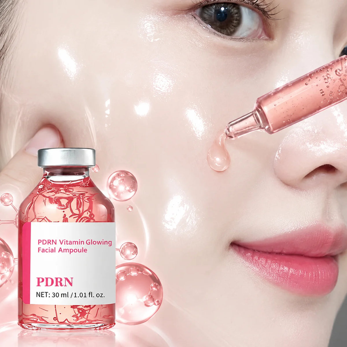 Deep Collagen Peptide Pink PDRN Ampoule Essence Intensive Brightening Moisturizing Firming Smooth Fine Lines Daily Facial Care