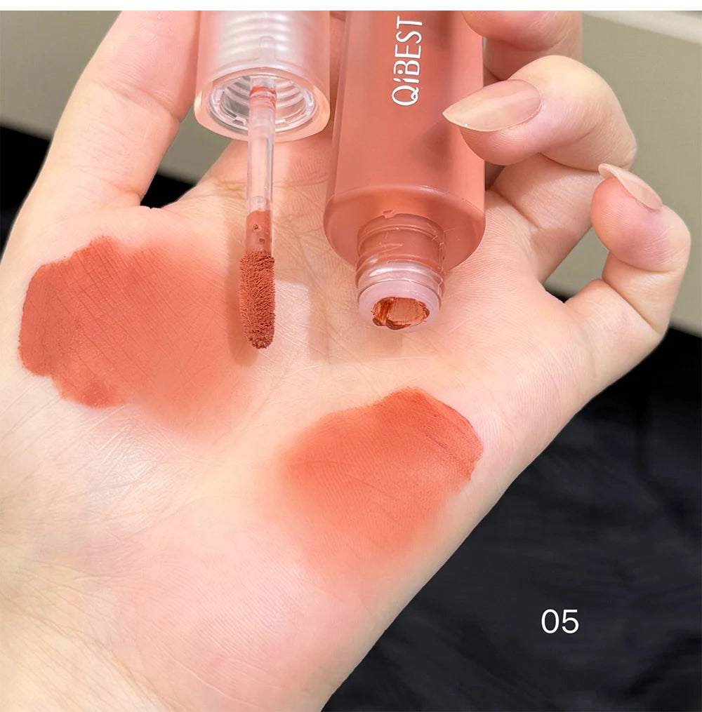 QIBEST 6 Colors Matte Liquid Lipstick Velvet Durable Lip Gloss Sexy Red Lip Stain Makeup Waterproof Lasting Lip Mud Cosmetics