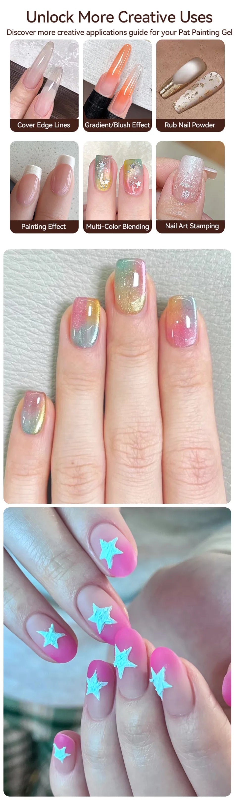 UR SUGAR 4 In 1 Pat Painting Gel Nail Polish Blooming Transfer Design UV LED Soak Off Gel Varnish Gradient Patting Gel Palette