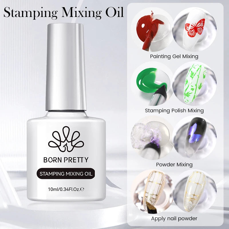 BORN PRETTY 10ml Stamping Nail Polish Set Gold Silver Black White Color Nail Printing Polish DIY for Nail Plate Design Varnish