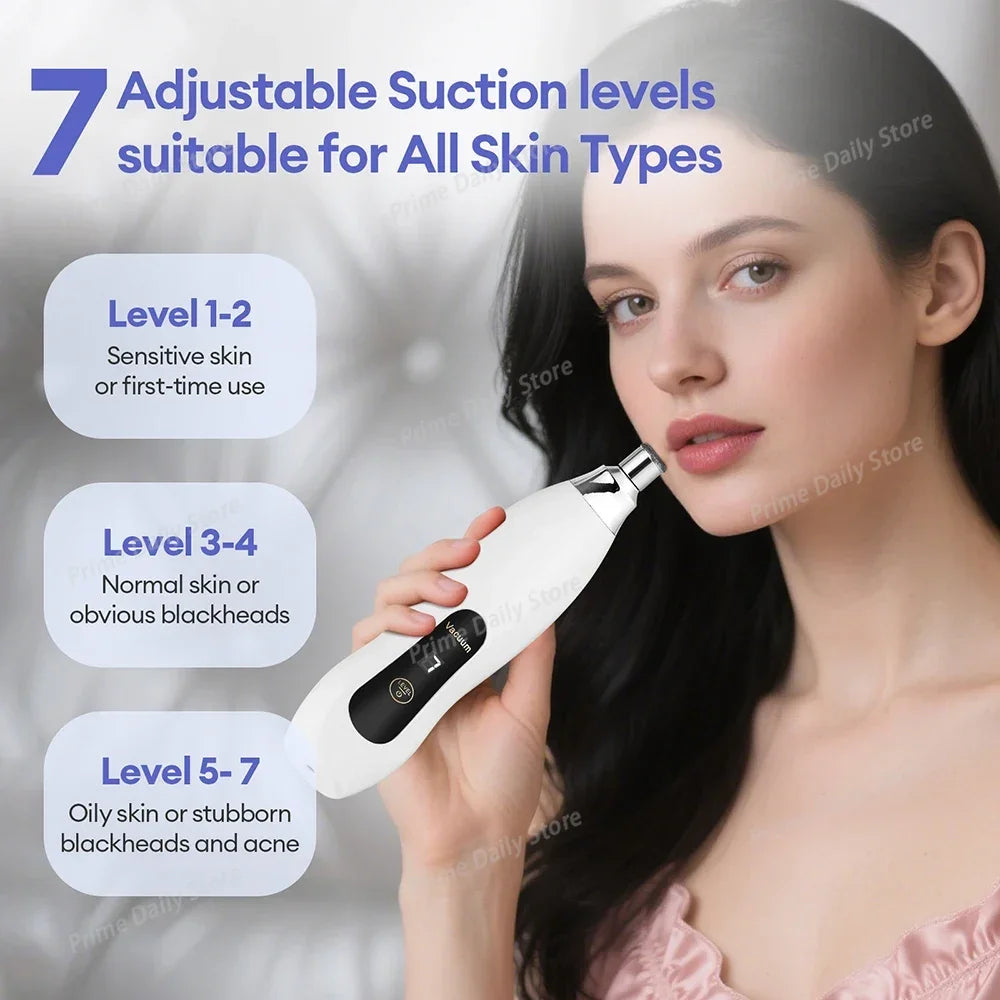 7 Gear Suction Diamond Microdermabrasion Machine -60KPa Handheld Diamond Facial Device Remove Blackhead Skin Exfoliating Tool