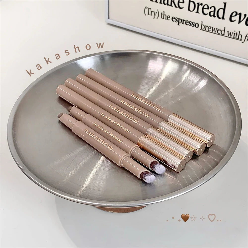 3D Contouring Pen Matte Bronzer Stick Grey Brown Nose Shadow Contour Pen With Brush Double Head Facial Contour Stick Makeup