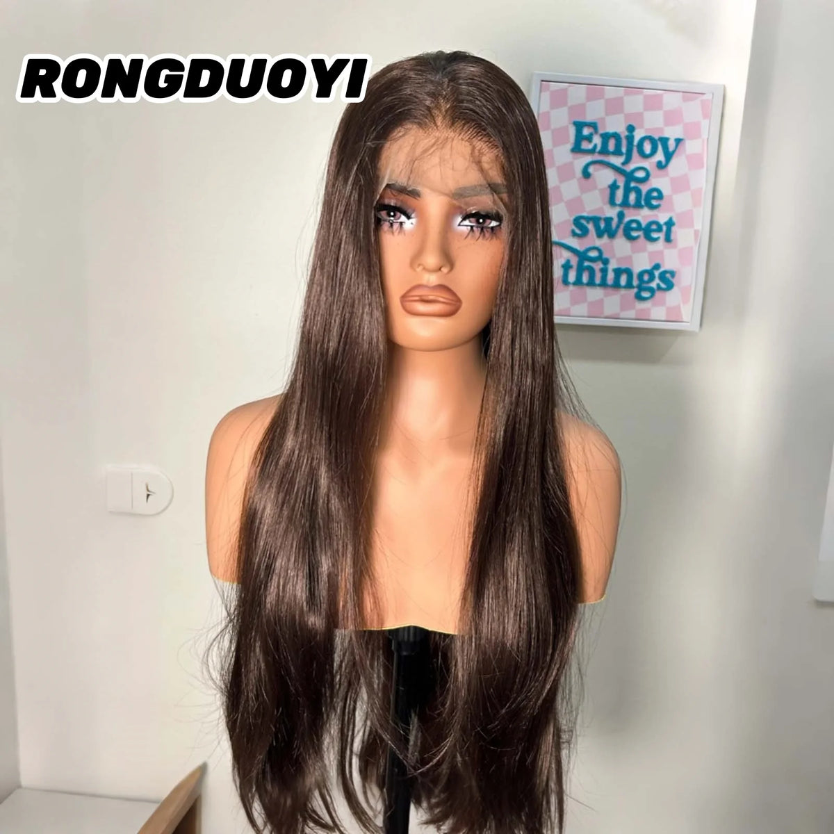 Chestnut Brown Wig Long Curly Wavy Synthetic Hair Wig Free Part Natural Wave 13X4 Lace Front Wigs for Women Daily Party Cosplay