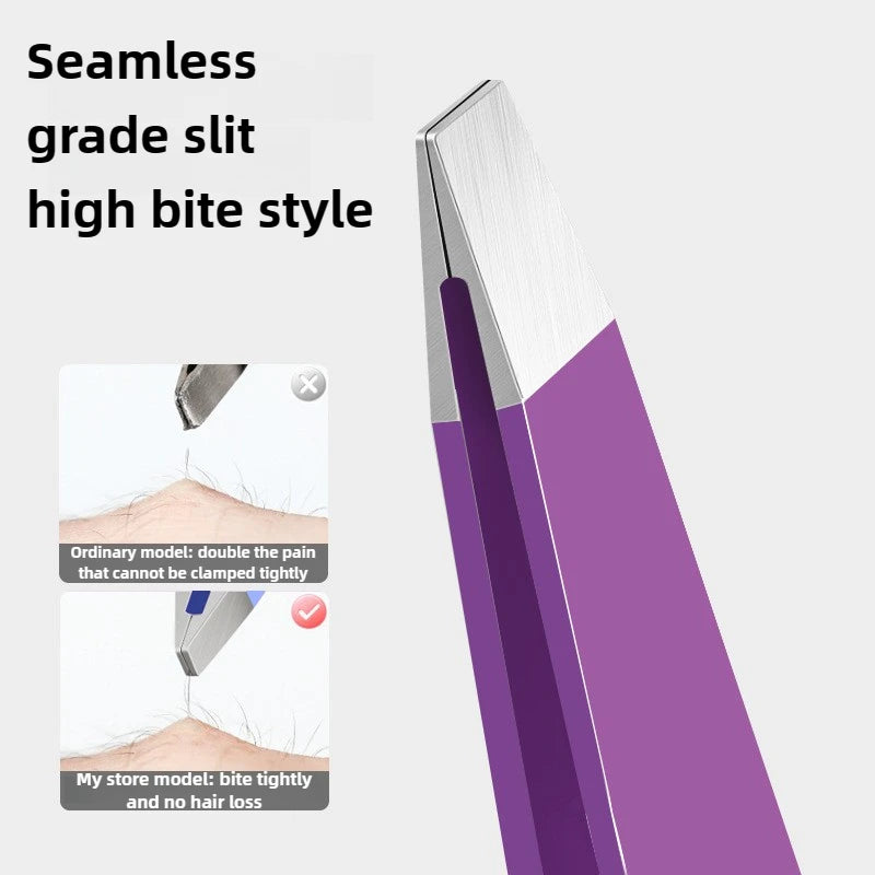 Stainless Steel Eyelash Tweezers 4 Pcs Can Precisely Facial Hair and Debris, Makeup Tools, Comes with a Folding Bag