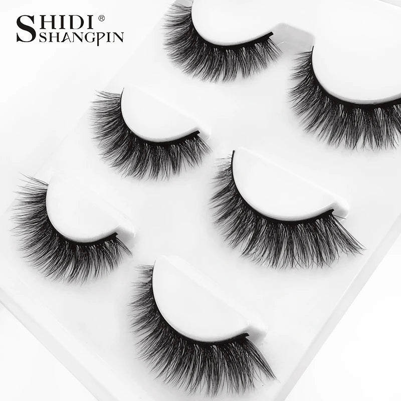 SHIDISHANGPIN 3 Pairs Natural 3D Mink Lashes Soft False Eyelashes Fluffy Wispy Eye Lashes Extension Makeup Faux Cils Maquillaje