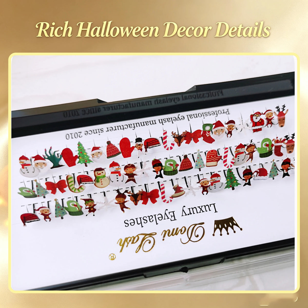 Domi Lash 3D Halloween Cosplay Eyelashes Christmas Diamond Glitter Snow Santa Cat Design False Individual Lash Party Eye Makeup