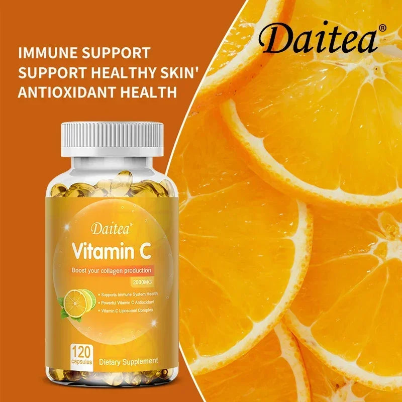 Vitamin C 2000 Mg Capsules, Nutritional Supplements - Immunity, Collagen Boosters and Antioxidants, Skin Health, Vitamin C