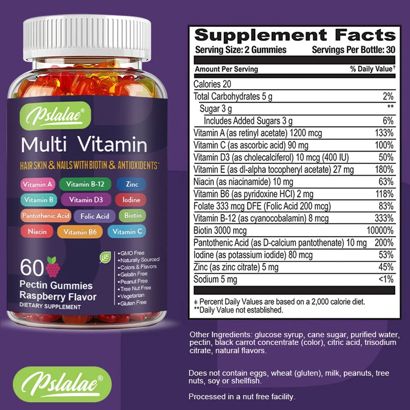 Multivitamin Gummies - with Vitamins and Minerals - Enhances Energy Levels, Immune Support, AntioxidantSupplements