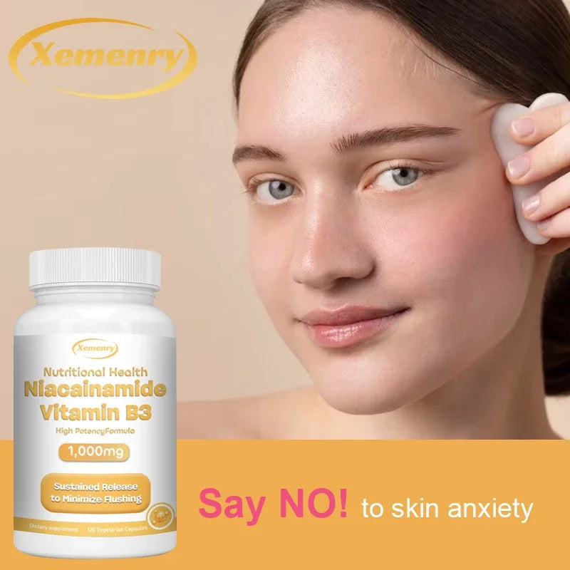 Niacinamide Vitamin B3 Capsules - Supports Brain Function and Heart Health, Boosts Energy Production, and Enhances Immunity