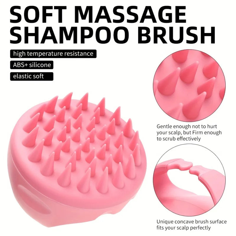 1 Gentle Silicone Scalp Massage Shampoo Brush - Anti-allergy Handheld Hair Shampoo Device，For Removing Dandruff，No Battery Requi