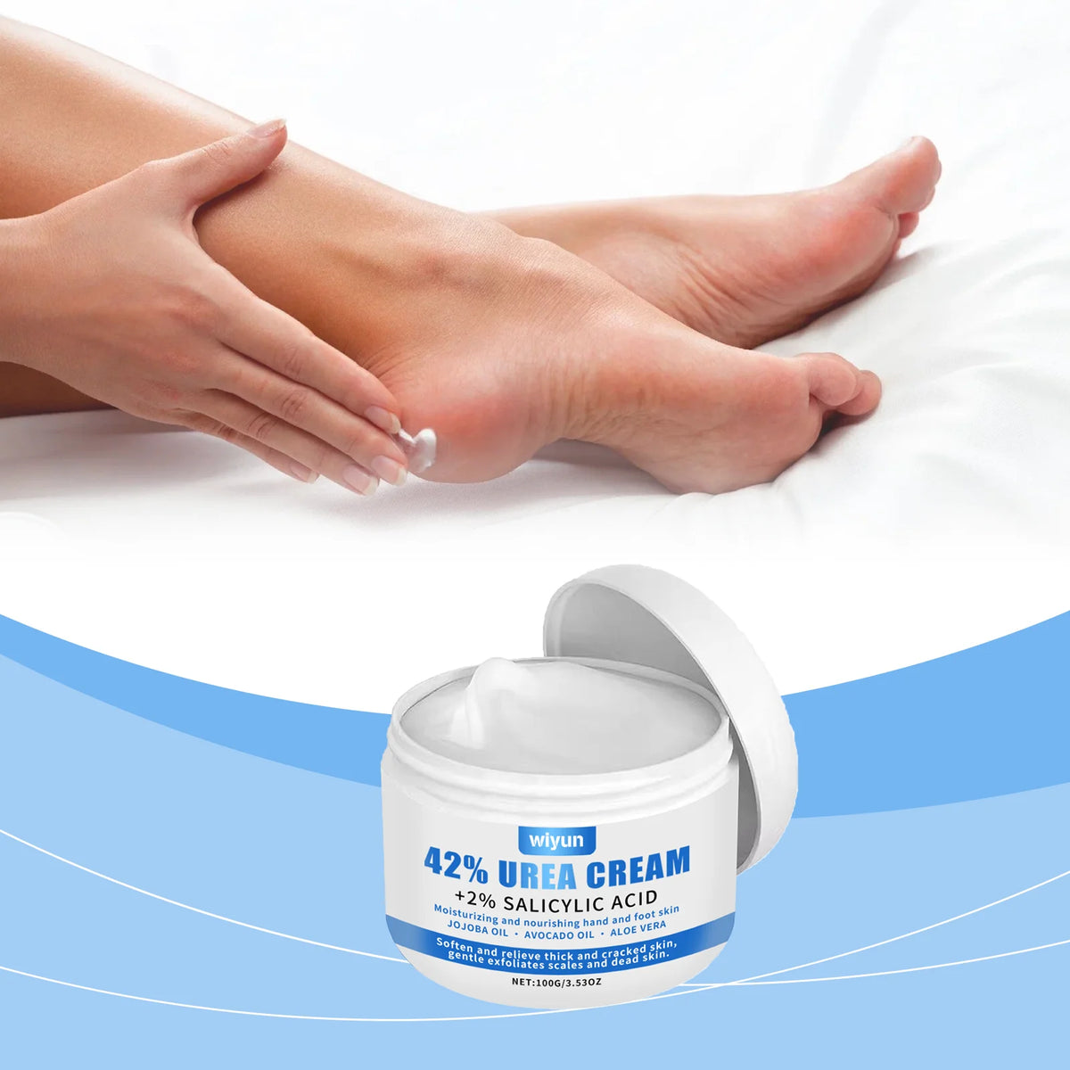42% Urea Cream + 2% Salicylic Acid Foot Hand Cream for Dry Cracked Skin Exfoliating Callus Remover Moisturizer Pedicure At Home
