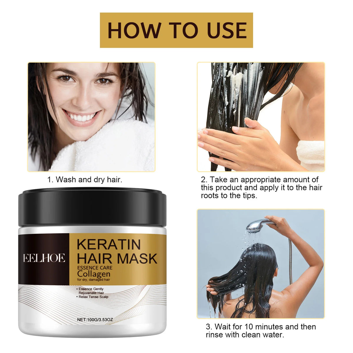 Collagen Hair Mask Treatment Deep Repair Conditioning Collagen Hair Mask Essence for Dry Frizz Damaged Repair Hair Conditioner