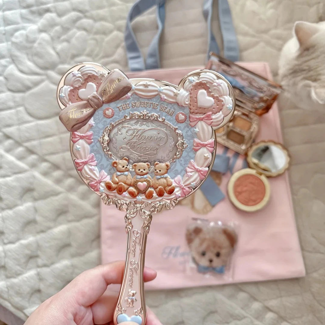 Flower Knows Pop Up Store Limited Edition Sweetie Bear Eyeshadow Blush Lip Jelly and Mirror Cute Xmas Makeup Gift Set for Girls