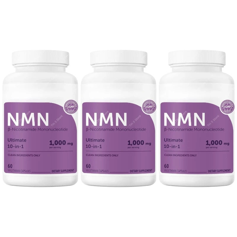 NMN Capsules 1000mg Per Serving with Resveratrol CoQ10 Vitamin C Vegan Formula Daily Wellness Supplement Clean Ingredients 120Ct