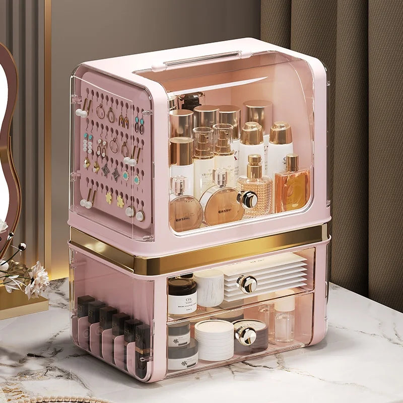 Storage box, cosmetics desktop, dust-proof, high-end drawer-type dressing table, lipstick and skin care products