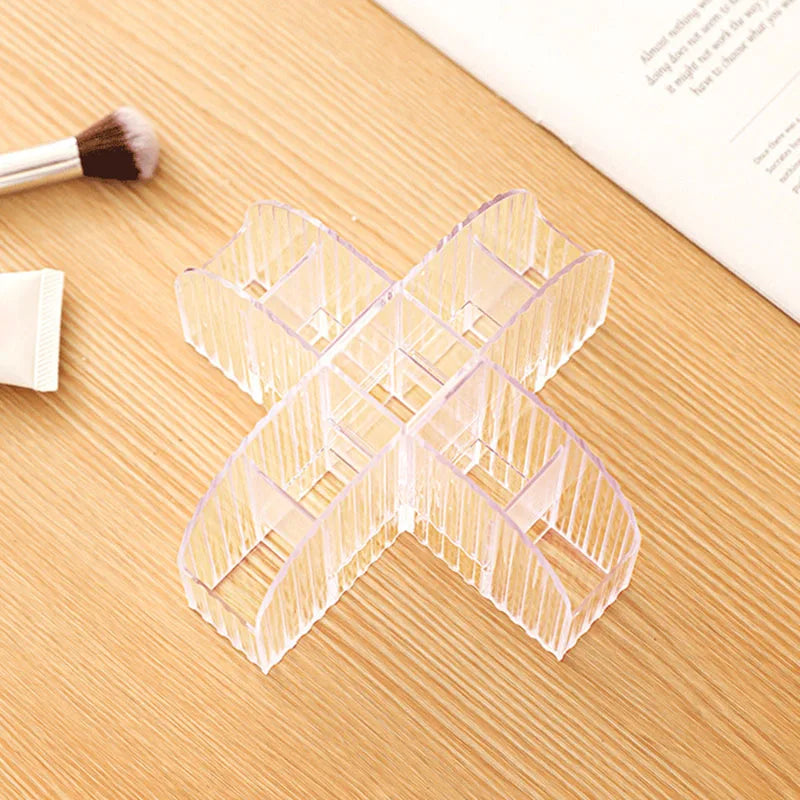 Clear PET Lipstick Storage Box 9 Compartments Cross Slot Makeup Brush Organizer Desktop Lip Gloss Eyebrow Pen Display Organizer
