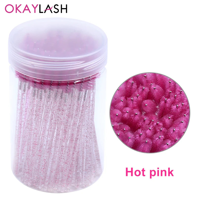 50pcs Crystal Eyelash Brushes With Contianer Disposable Lash Mascara Wands In Case Micro Makeup Applicators  Beauty Tools