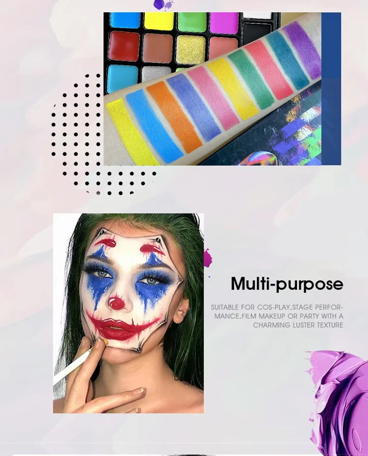 22 Color Face Body Painting Kit for Kids Adults,Face Paint Makeup Palette with Brush,Halloween Carnival Artist Cosplay Art Party