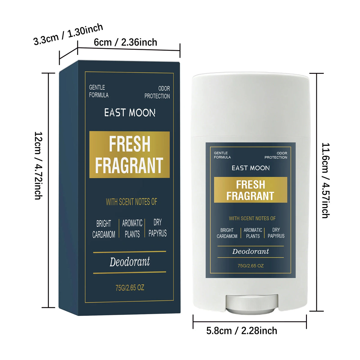 Fresh Fragrant Deodorant Stick for Men, Gentle Formula Odor Protection, Cardamom Papyrus Natural Scent Body Deodorant