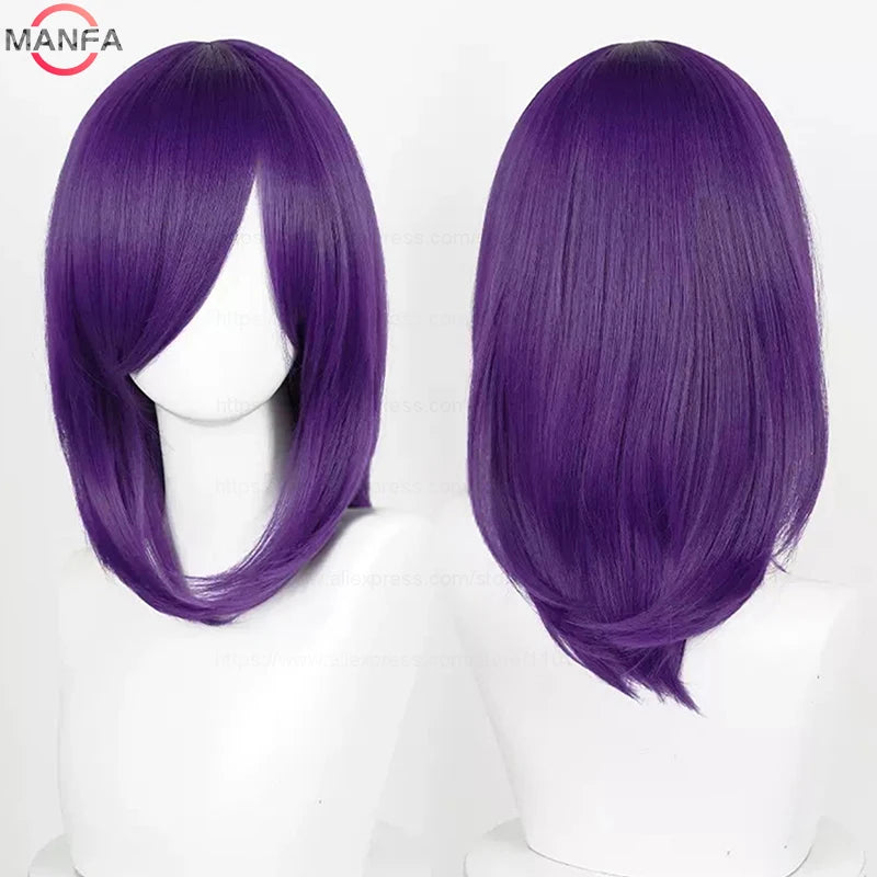 40cm Medium Basic Anime Cosplay Wig Bang Blond  Black White Red Pink Green Brown Gold Blue Heat Resistant Synthetic Hair Wigs