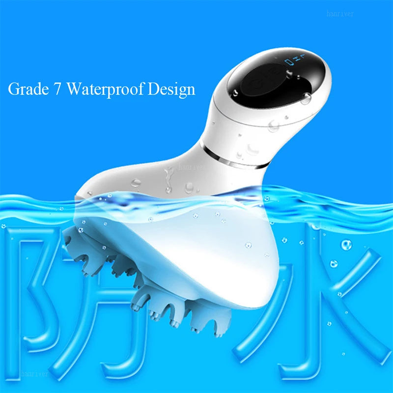 Waterproof Wireless Head Massager Paw Vibrating Rotating Whole Body Massage Relief Fatigue Scalp Massager Promote Blood Circulat