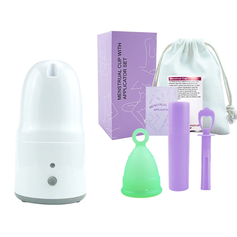 Certified Cup Kit Steam Sterilizer Applicator Reusable Soft Silicone Lady Cup Sterilization Women Health Care Feminine Hygiene