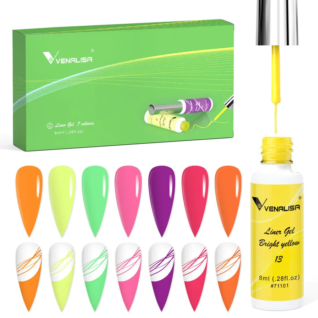 8ml VENALISA Liner Gel White Line French Nail Gel Polish 21 Colors Soak Off UV/LED Painting Gel Beautiful Semi Permanent Varnish