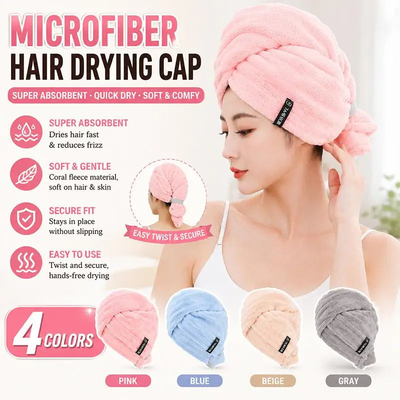 1Pcs Quick Dry Absorbent Hair Towel Long Hair Kids Girl Soft Coral Bath Cap For Women Hair Towel Cap Wrap