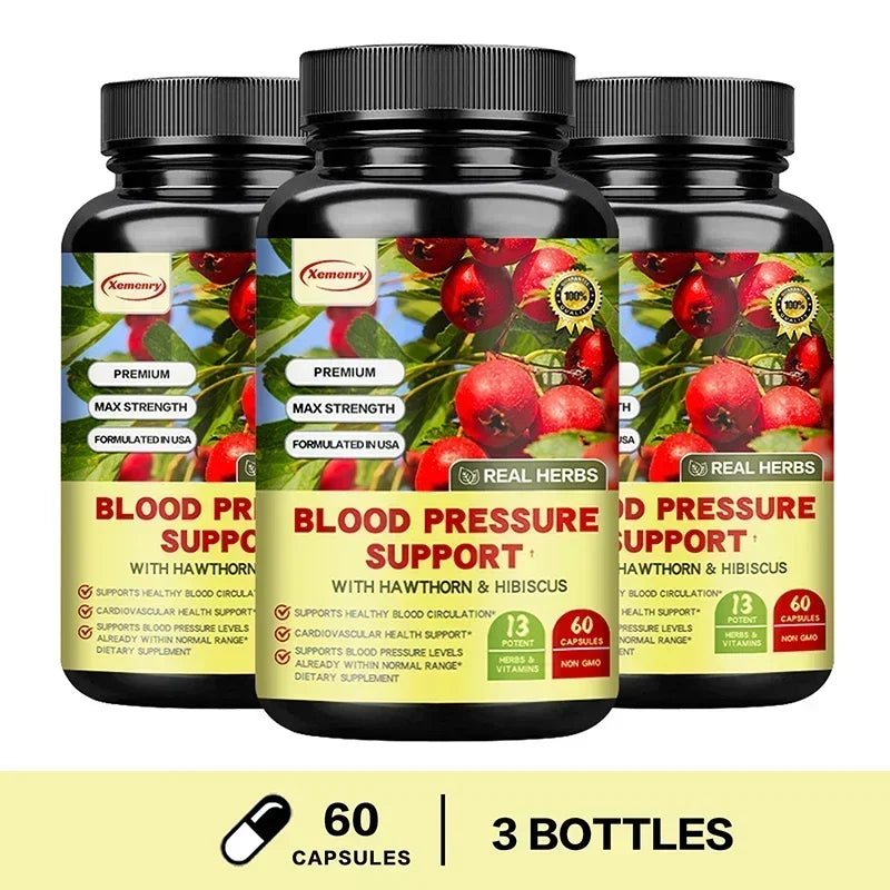 Blood Pressure Support - Supports Cardiovascular Health, Boosts Energy and Immunity, for Heart Health - with Hawthorn & Hibiscus