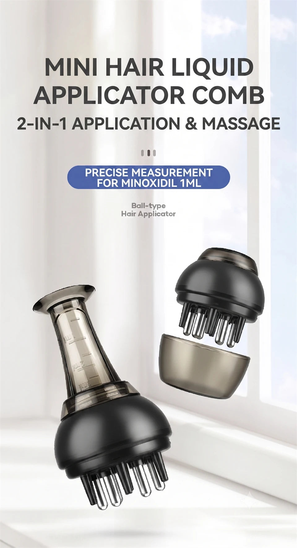 Mini Scalp Applicator Comb Hair Oil Dispenser 2-In-1 Roller Ball Massage Brush Clear Scale Root Delivery Hair Care Tool