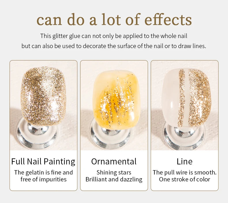 RSNAIL No Wipe Platinum Gel Nail Polish 8g Sparkle Painting Metallic Golden Silvery Liner Gel French Drawing Liner DIY Nail Art