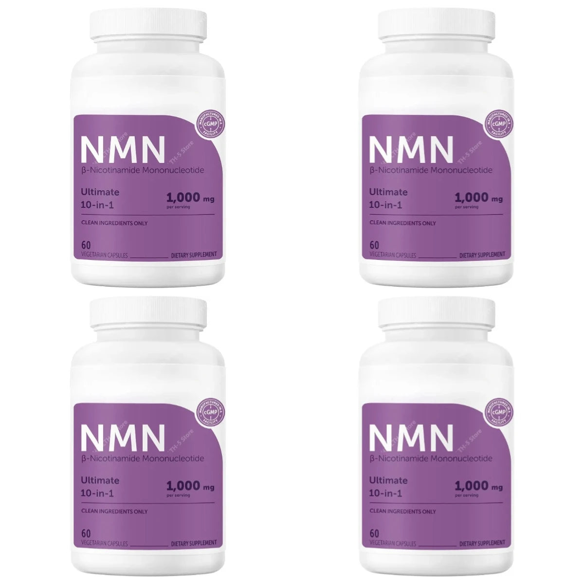 NMN Capsules 1000mg Per Serving with Resveratrol CoQ10 Vitamin C Vegan Formula Daily Wellness Supplement Clean Ingredients 120Ct