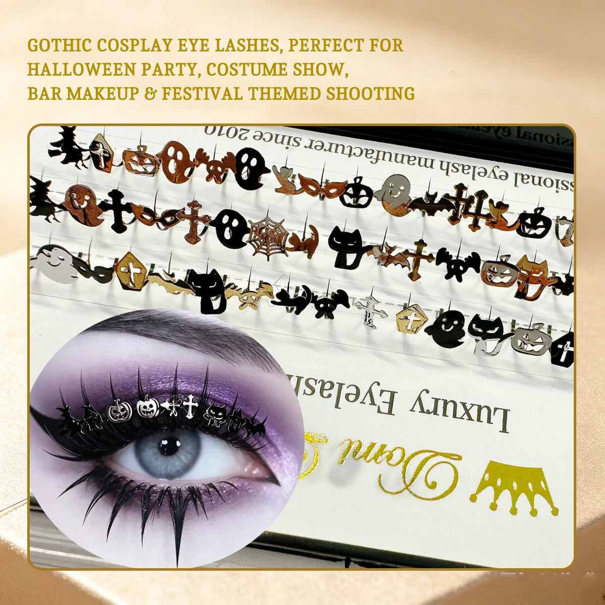 Domi Lash 3D Halloween Cosplay Eyelashes Christmas Diamond Glitter Snow Santa Cat Design False Individual Lash Party Eye Makeup