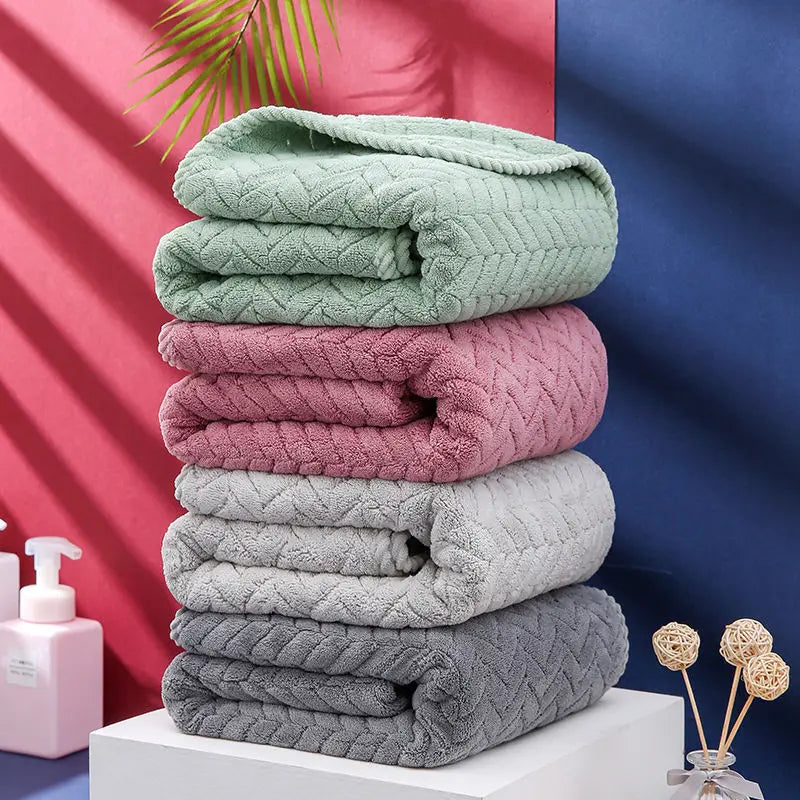 Thickened large bath towel, ultra-fine fiber towel, soft and highly absorbent women's and men's bath towel, beauty salon hair sa