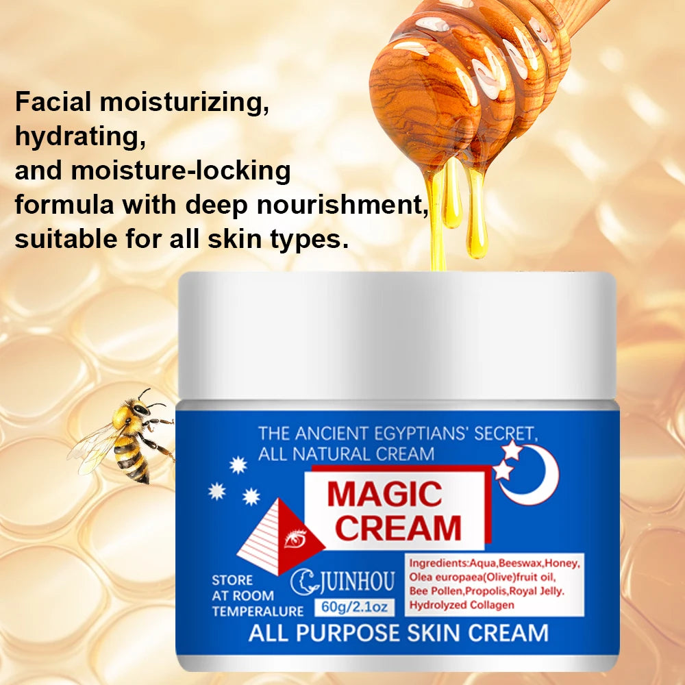 JUINHOU Bee Royal Jelly Face Cream Glutathione Kojic Acid Vitamin C Multi Peptide Anti Aging Moisturizer For Dry Mature Skin