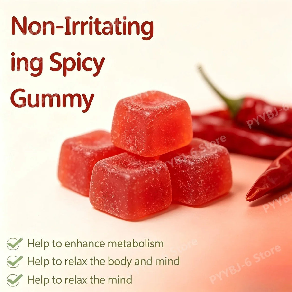 Spicy Cube Gummies for Him 30PCS Men Daily Wellness Supplement Calm Mood Support Natural Herbal Care for Energy & Vitality