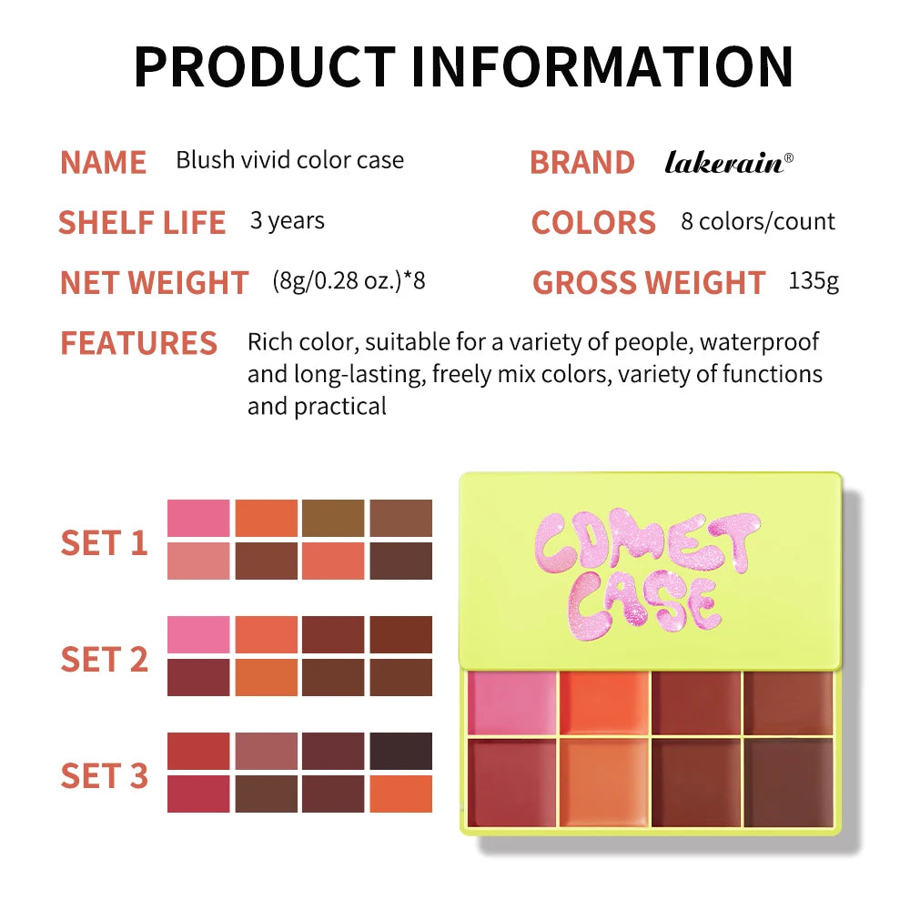 8 Shades Eyebrow Blush Palette With 3Pcs Makeup Brushes  Matte Shimmer Shadow Long Lasting Cosmetics Halloween Makeup Set