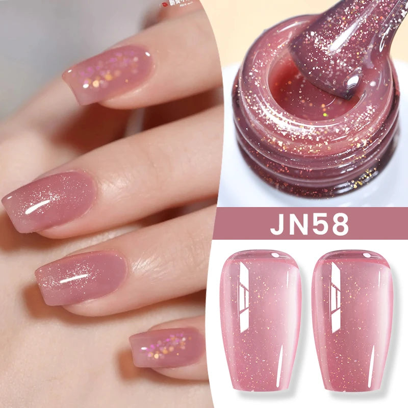 BORN PRETTY Jelly Nude Gel Nail Polish 10ml Light Pink Peach Translucent Color UV Light Cure Gel Varnish Nail Art DIY at Home