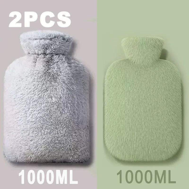 2025 Hot Water Bottle with Cover 1L for Bed Hand Foot Warmer Hot Water Bag Neck Shoulder Pain Menstrual Cramps Hot Compress