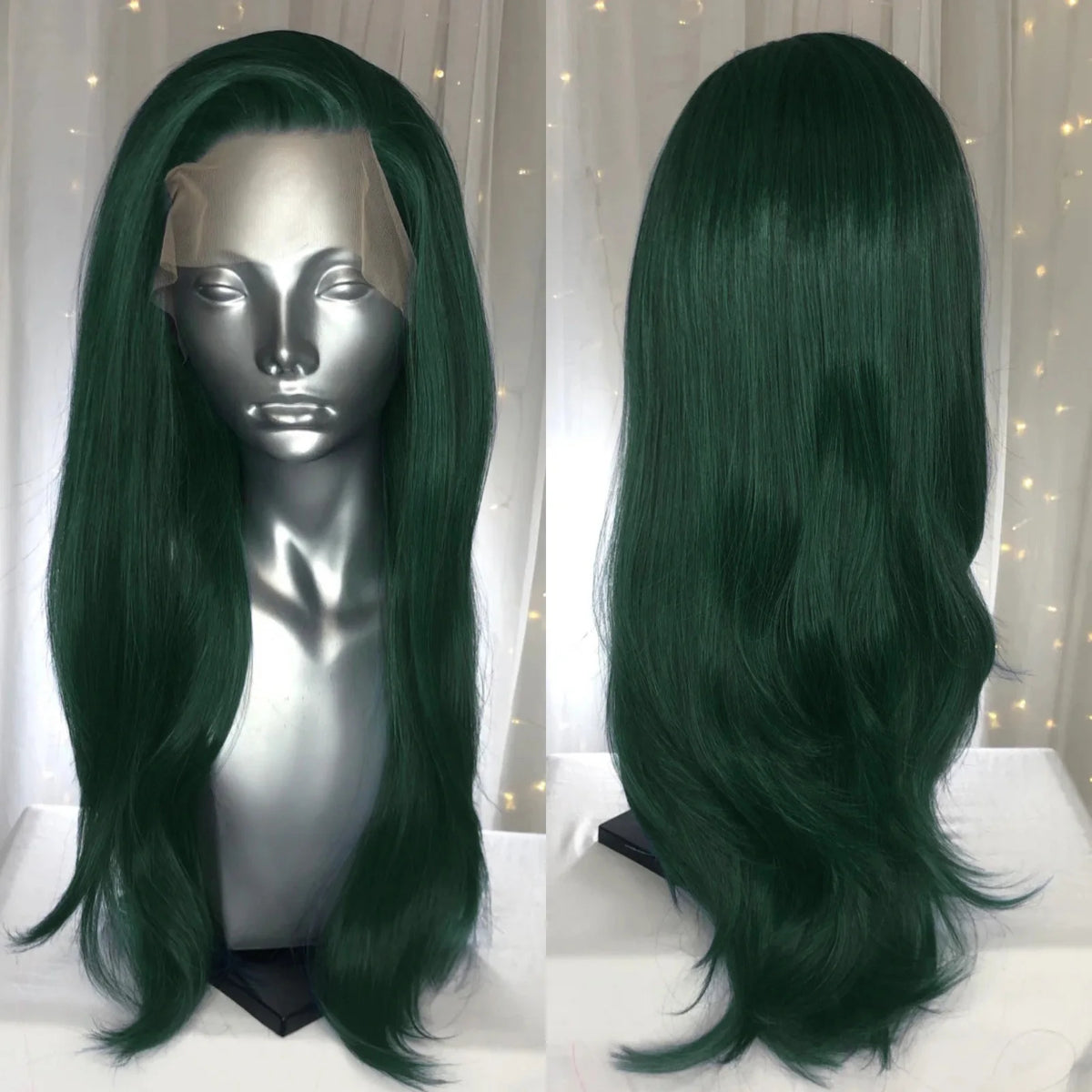 Long Wavy Dark Brown Synthetic Lace Front Wigs for Women Free Part Layered Cut Natural Wave Brunette Colored 13X4 Wigs Daily Use