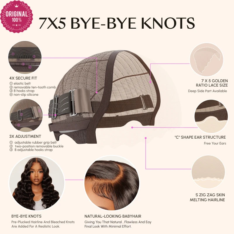 Beautyforever 7x5 Bye Bye Knots Glueless Human Hair Wig Jerry Curly Reddish Brown Color HD Transparent Lace Front Wig 180%