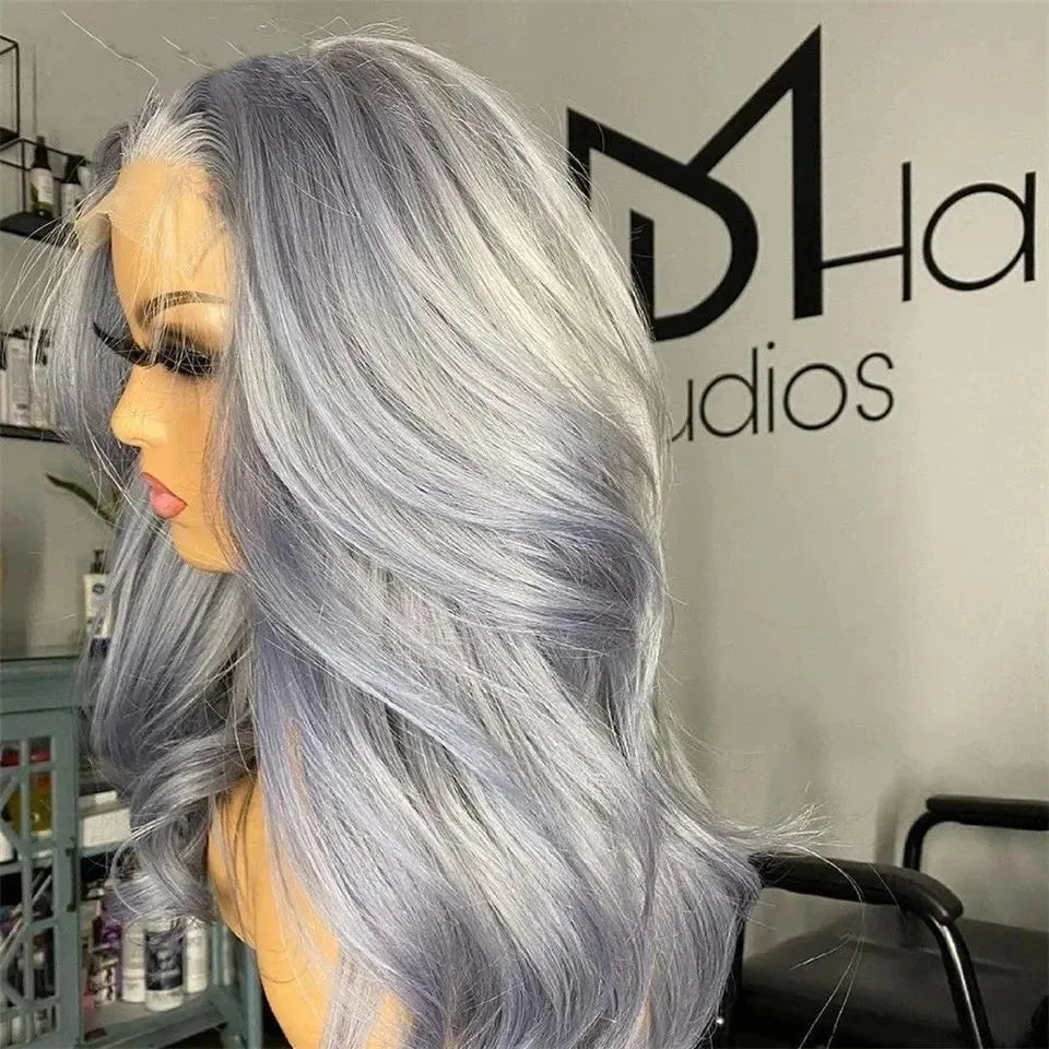 Navy Blue Light Pink Deep Wave Lace Front Wigs Free Part Long Curl Wavy Heat Fiber Synthetic Wig Makeup Cosplay Black Women Use