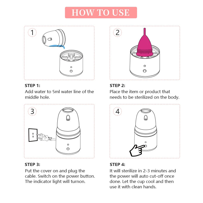 Certified Cup Kit Steam Sterilizer Applicator Reusable Soft Silicone Lady Cup Sterilization Women Health Care Feminine Hygiene