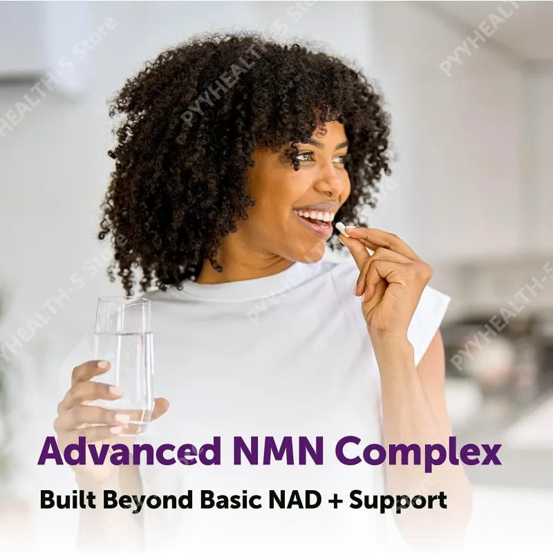 NMN Capsules 1000mg Per Serving with Resveratrol CoQ10 Vitamin C Vegan Formula Daily Wellness Supplement Clean Ingredients 120Ct
