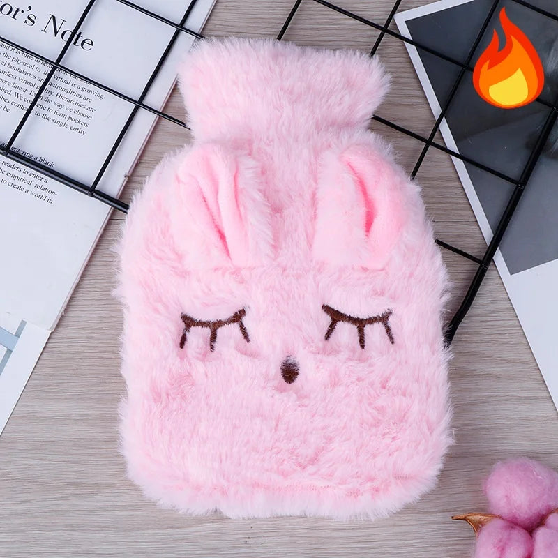 Kawaii Hot Water Bags Cute Plush Rubber Hand and Foot Belly Warmer Explosion-proof Hot Water Bottles for Women Period Pain